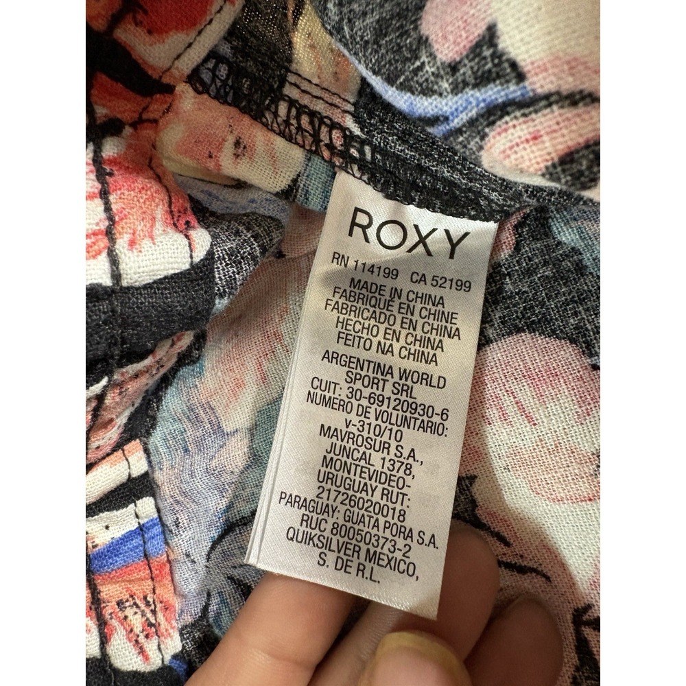Roxy Oceanside Tropical Floral Flare Pants Women Small Boho Resortwear Travel - Picture 3 of 8